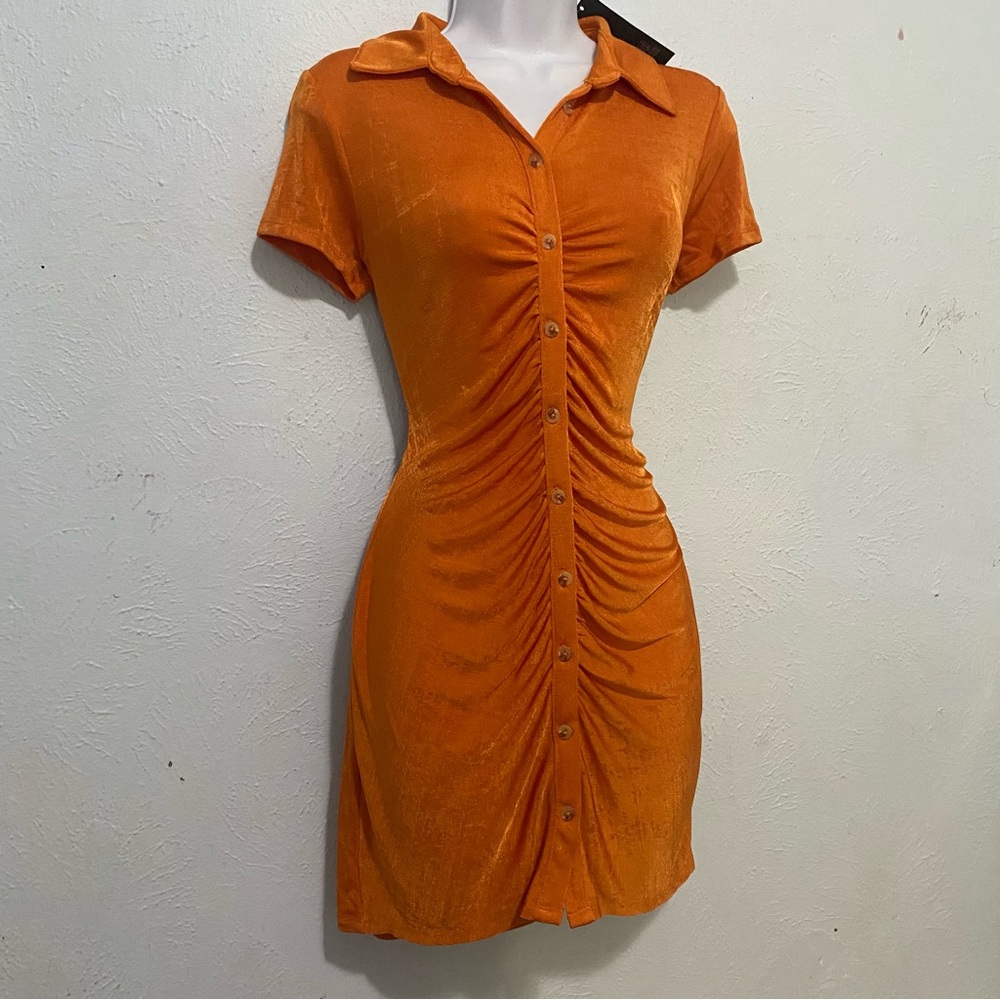 Orange Button Up Dress